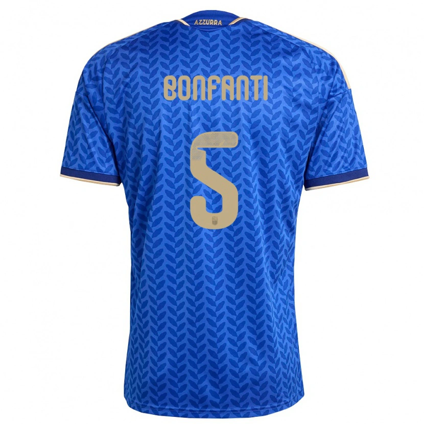 Danxen Mujer Camiseta Italia Giovanni Bonfanti #5 Azul Marino Oro 1ª Equipación 26-28 La Camisa