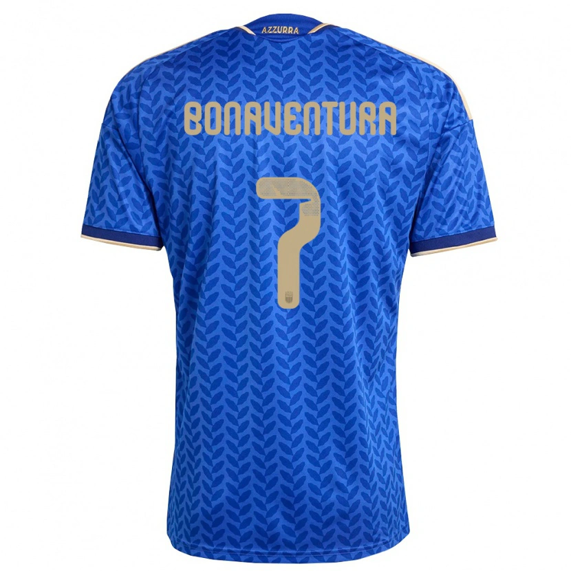 Danxen Mujer Camiseta Italia Giacomo Bonaventura #7 Azul Marino Oro 1ª Equipación 26-28 La Camisa