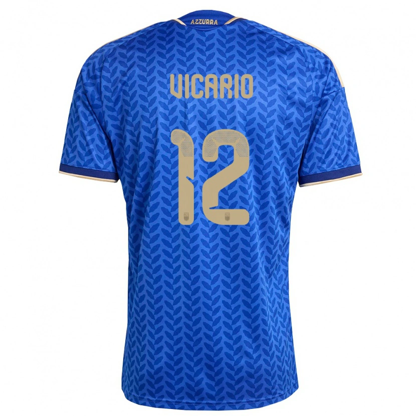 Danxen Mujer Camiseta Italia Guglielmo Vicario #12 Azul Marino Oro 1ª Equipación 26-28 La Camisa
