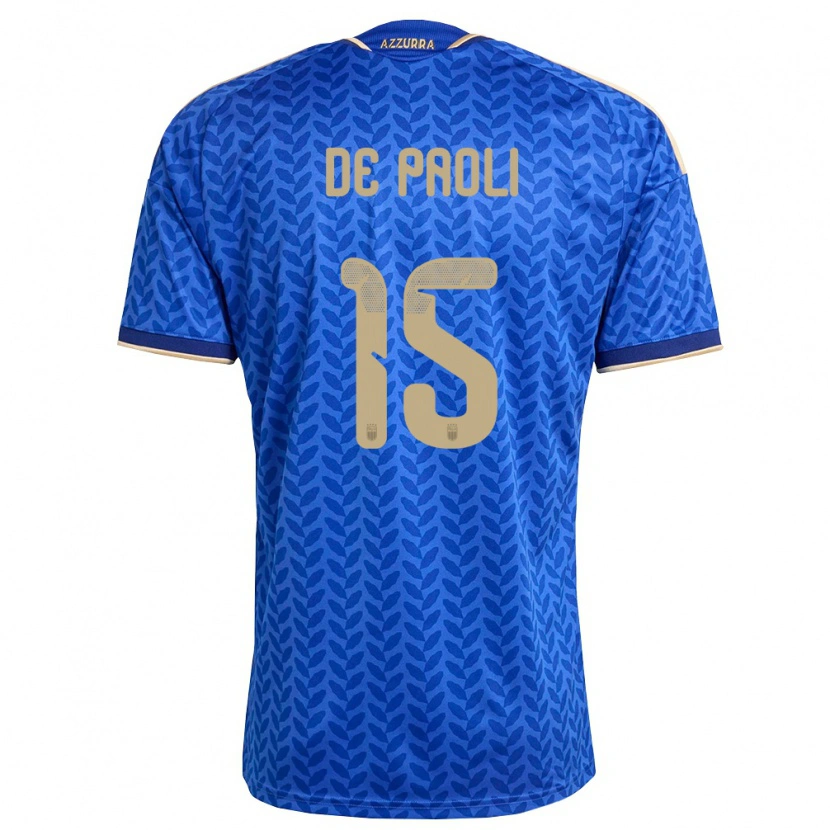 Danxen Mujer Camiseta Italia Cristiano De Paoli #15 Azul Marino Oro 1ª Equipación 26-28 La Camisa