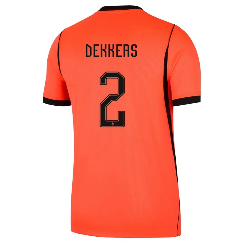 Danxen Mujer Camiseta Países Bajos Sem Dekkers #2 Naranja Negro 1ª Equipación 26-28 La Camisa