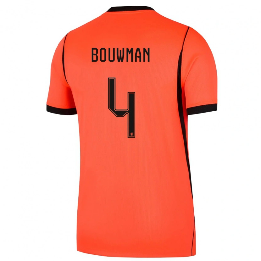 Danxen Mujer Camiseta Países Bajos Aaron Bouwman #4 Naranja Negro 1ª Equipación 26-28 La Camisa