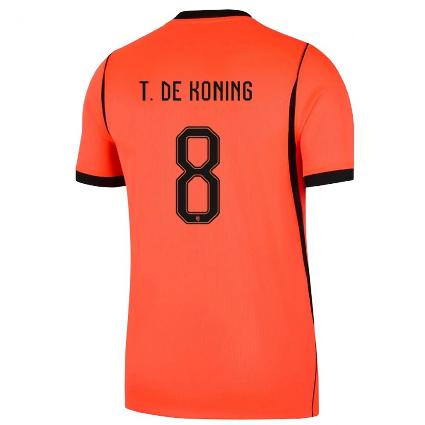Danxen Mujer Camiseta Países Bajos Tim De Koning #8 Naranja Negro 1ª Equipación 26-28 La Camisa