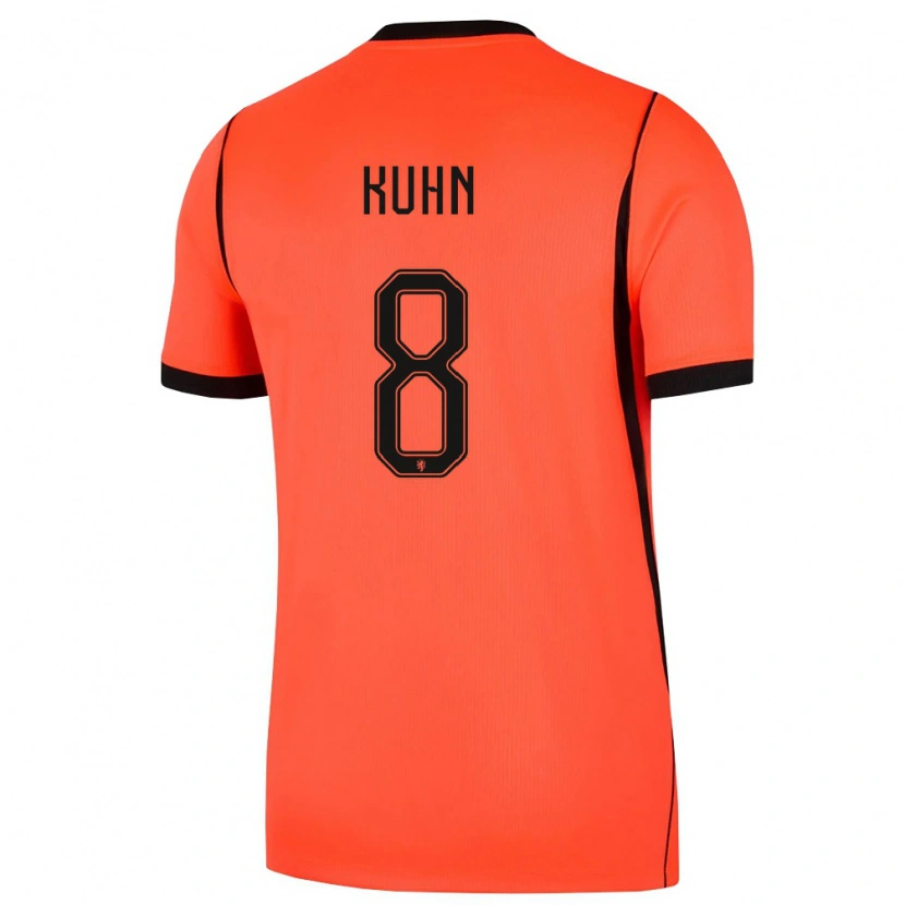 Danxen Mujer Camiseta Países Bajos Wessel Kuhn #8 Naranja Negro 1ª Equipación 26-28 La Camisa