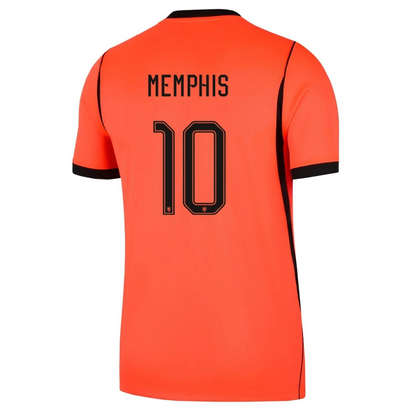 Danxen Mujer Camiseta Países Bajos Memphis Depay #10 Naranja Negro 1ª Equipación 26-28 La Camisa
