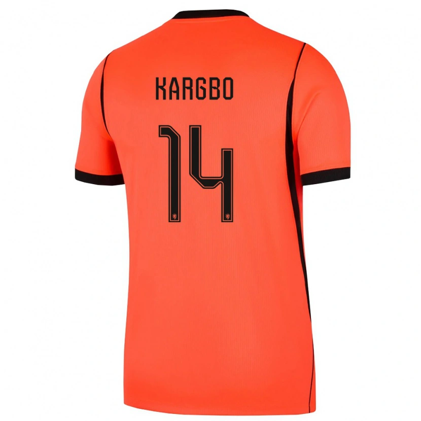 Danxen Mujer Camiseta Países Bajos Abubakarr Kargbo #14 Naranja Negro 1ª Equipación 26-28 La Camisa