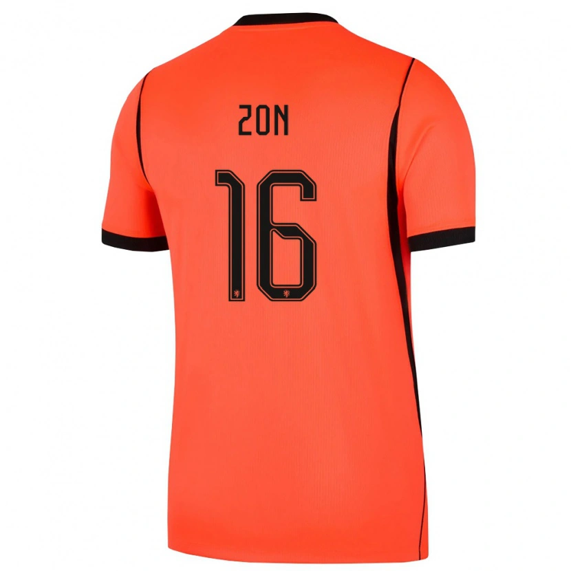 Danxen Mujer Camiseta Países Bajos Oier Zon #16 Naranja Negro 1ª Equipación 26-28 La Camisa