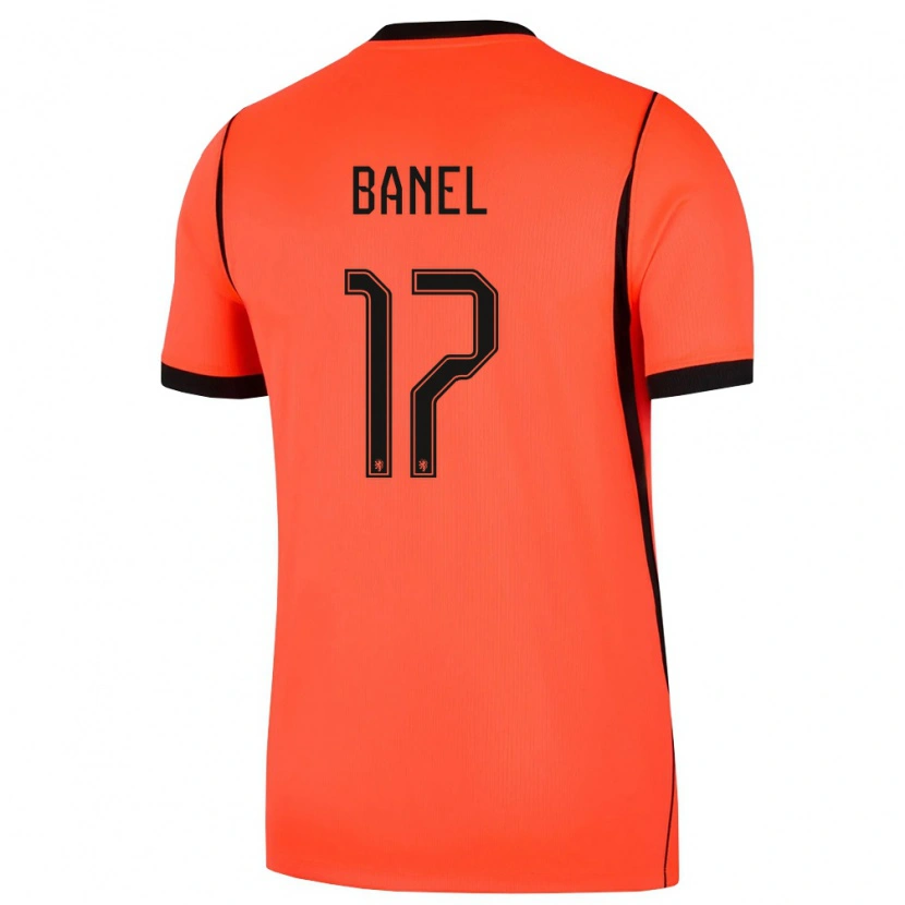 Danxen Mujer Camiseta Países Bajos Jaydon Banel #17 Naranja Negro 1ª Equipación 26-28 La Camisa