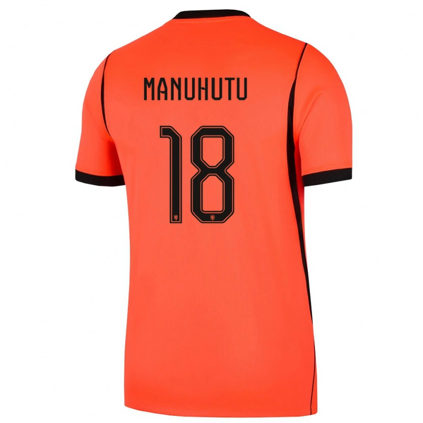 Danxen Mujer Camiseta Países Bajos Rivas Manuhutu #18 Naranja Negro 1ª Equipación 26-28 La Camisa