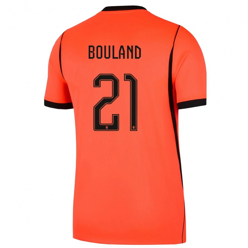 Danxen Mujer Camiseta Países Bajos Sven Bouland #21 Naranja Negro 1ª Equipación 26-28 La Camisa