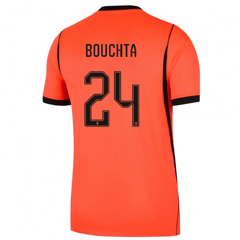 Danxen Mujer Camiseta Países Bajos Dani Bouchta #24 Naranja Negro 1ª Equipación 26-28 La Camisa