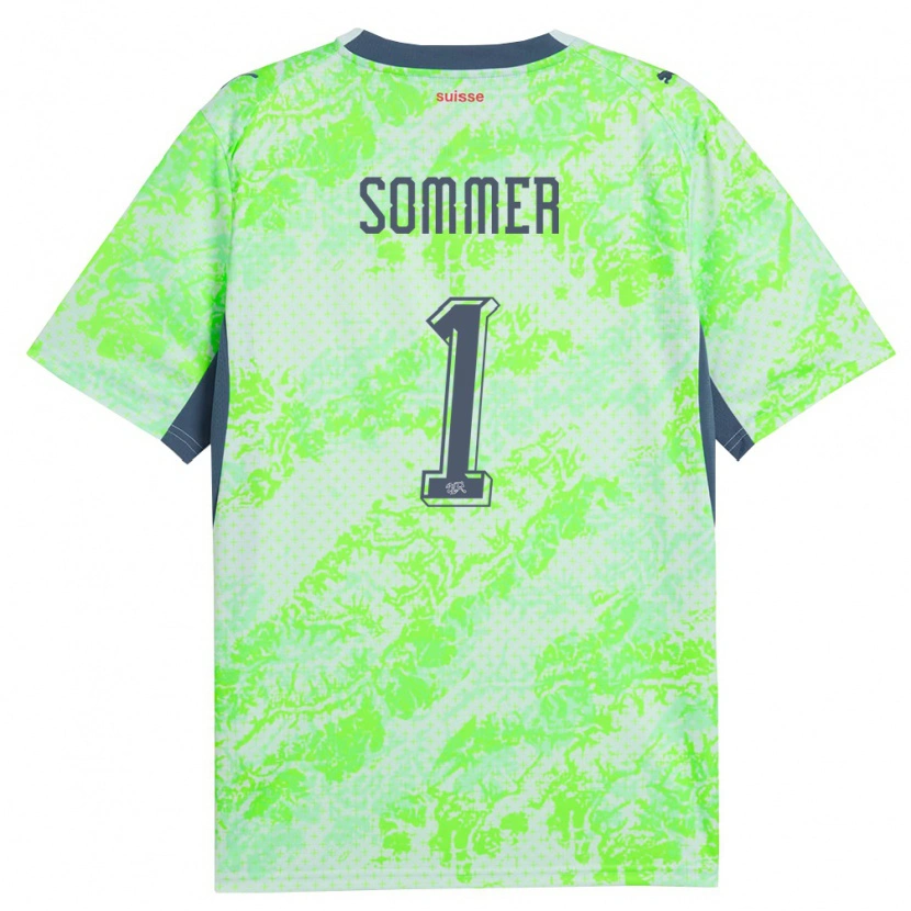Danxen Mujer Camiseta Suiza Yann Sommer #1 Verde Marino 2ª Equipación 26-28 La Camisa