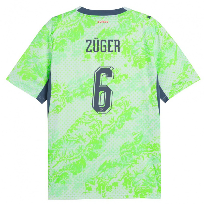 Danxen Mujer Camiseta Suiza Niklas Züger #6 Verde Marino 2ª Equipación 26-28 La Camisa