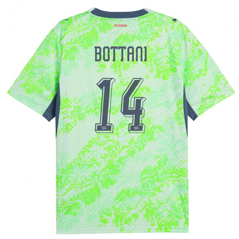 Danxen Mujer Camiseta Suiza Mattia Bottani #14 Verde Marino 2ª Equipación 26-28 La Camisa