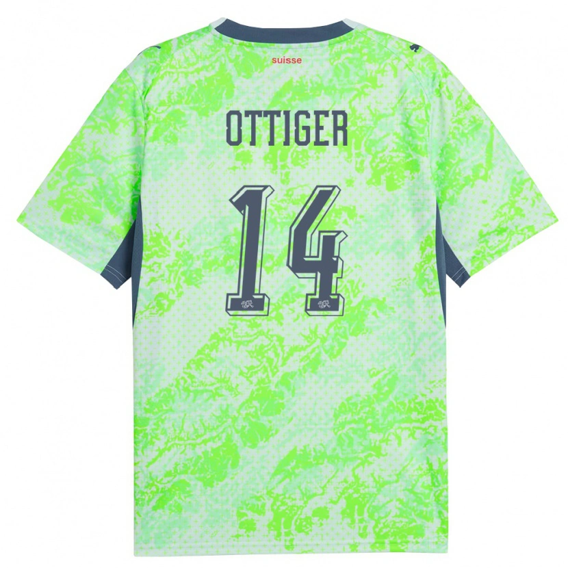 Danxen Mujer Camiseta Suiza Severin Ottiger #14 Verde Marino 2ª Equipación 26-28 La Camisa