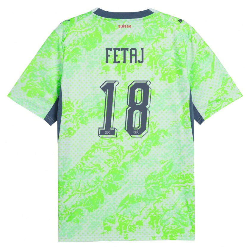 Danxen Mujer Camiseta Suiza Sarjon Fetaj #18 Verde Marino 2ª Equipación 26-28 La Camisa