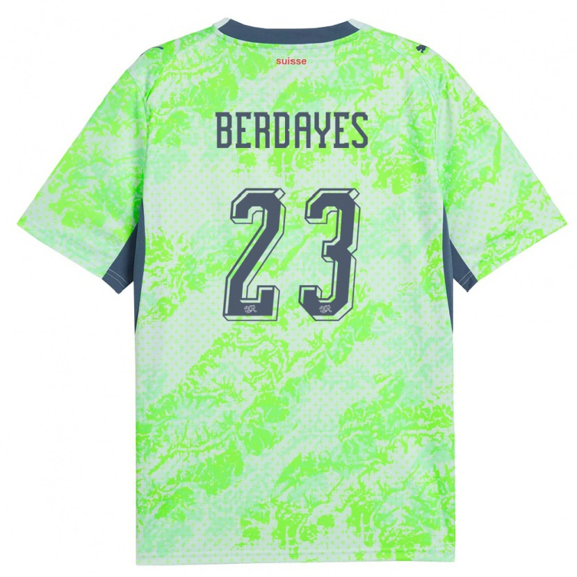 Danxen Mujer Camiseta Suiza Théo Berdayes #23 Verde Marino 2ª Equipación 26-28 La Camisa