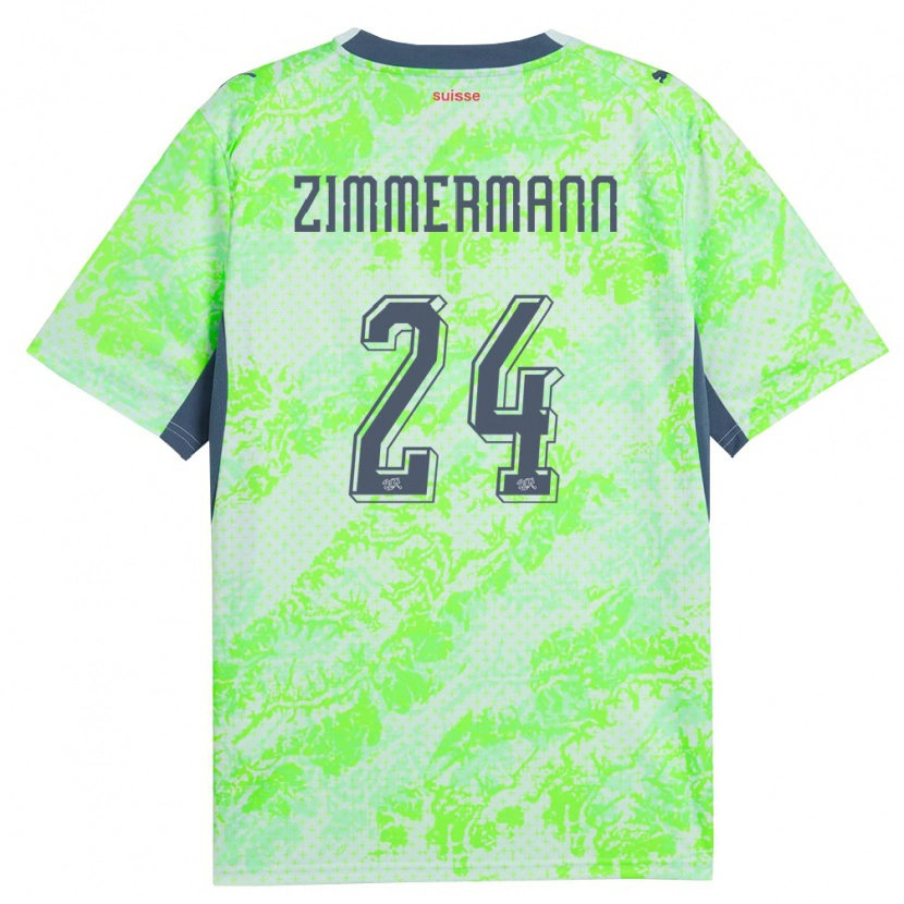 Danxen Mujer Camiseta Suiza Mio Zimmermann #24 Verde Marino 2ª Equipación 26-28 La Camisa