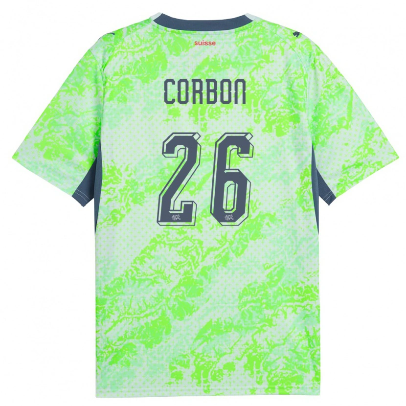Danxen Mujer Camiseta Suiza Max Corbon #26 Verde Marino 2ª Equipación 26-28 La Camisa