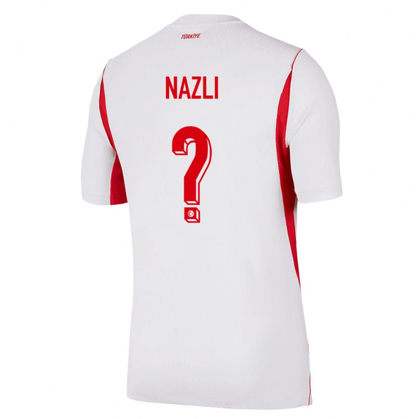 Danxen Mujer Camiseta Turquía Barış Nazlı #0 Blanco Rojo Borgoña 2ª Equipación 26-28 La Camisa
