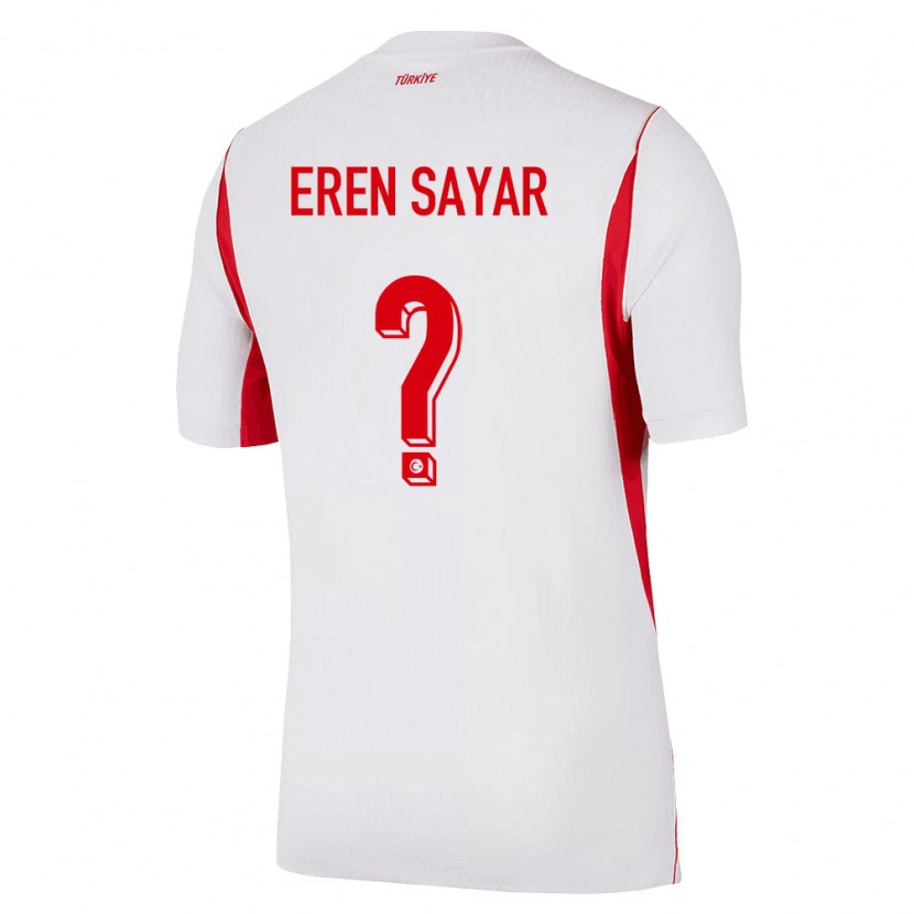 Danxen Mujer Camiseta Turquía Emin Eren Sayar #0 Blanco Rojo Borgoña 2ª Equipación 26-28 La Camisa