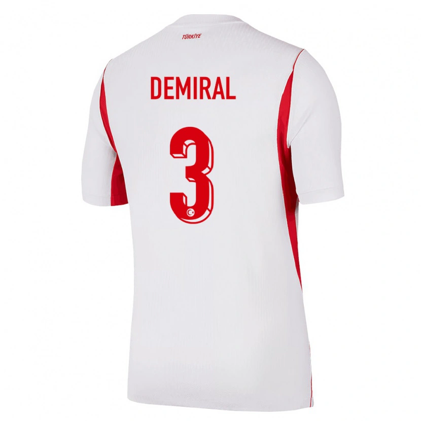Danxen Mujer Camiseta Turquía Merih Demiral #3 Blanco Rojo Borgoña 2ª Equipación 26-28 La Camisa