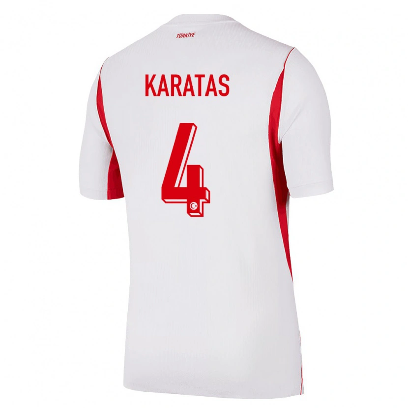 Danxen Mujer Camiseta Turquía Eda Karataş #4 Blanco Rojo Borgoña 2ª Equipación 26-28 La Camisa