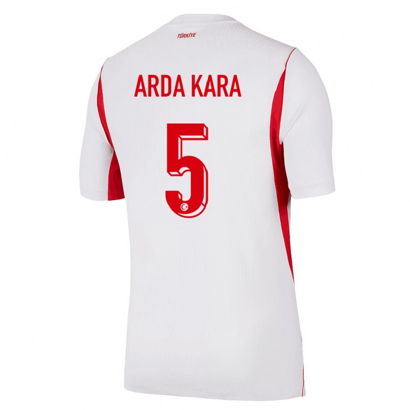 Danxen Mujer Camiseta Turquía Ömer Arda Kara #5 Blanco Rojo Borgoña 2ª Equipación 26-28 La Camisa