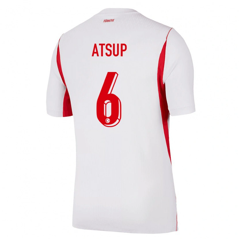 Danxen Mujer Camiseta Turquía Robert Atsup #6 Blanco Rojo Borgoña 2ª Equipación 26-28 La Camisa