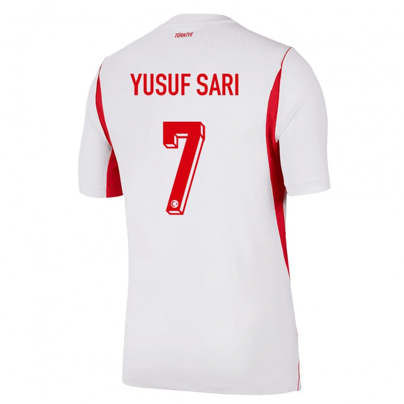 Danxen Mujer Camiseta Turquía Yusuf Sarı #7 Blanco Rojo Borgoña 2ª Equipación 26-28 La Camisa