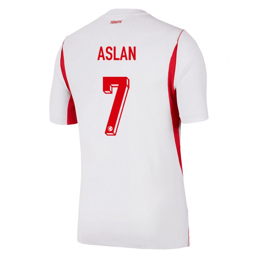 Danxen Mujer Camiseta Turquía Berkay Aslan #7 Blanco Rojo Borgoña 2ª Equipación 26-28 La Camisa