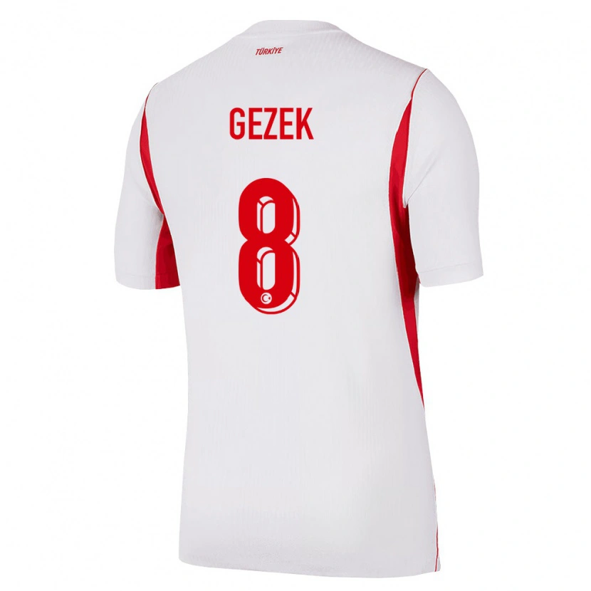 Danxen Mujer Camiseta Turquía Baran Gezek #8 Blanco Rojo Borgoña 2ª Equipación 26-28 La Camisa