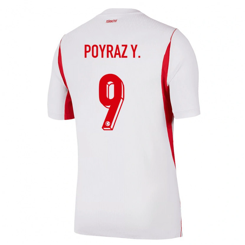 Danxen Mujer Camiseta Turquía Poyraz Yıldırım #9 Blanco Rojo Borgoña 2ª Equipación 26-28 La Camisa