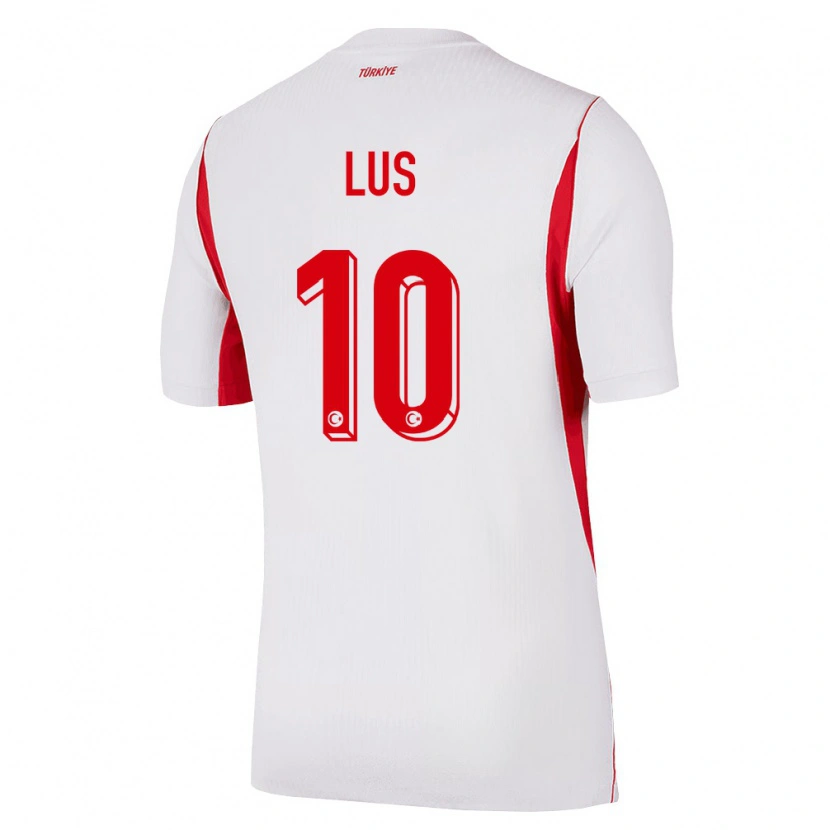 Danxen Mujer Camiseta Turquía Berat Luş #10 Blanco Rojo Borgoña 2ª Equipación 26-28 La Camisa