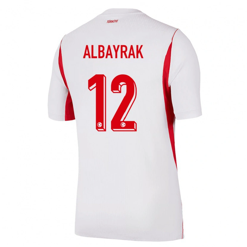Danxen Mujer Camiseta Turquía Ege Albayrak #12 Blanco Rojo Borgoña 2ª Equipación 26-28 La Camisa