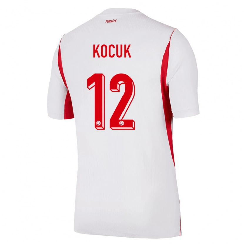 Danxen Mujer Camiseta Turquía Okan Kocuk #12 Blanco Rojo Borgoña 2ª Equipación 26-28 La Camisa