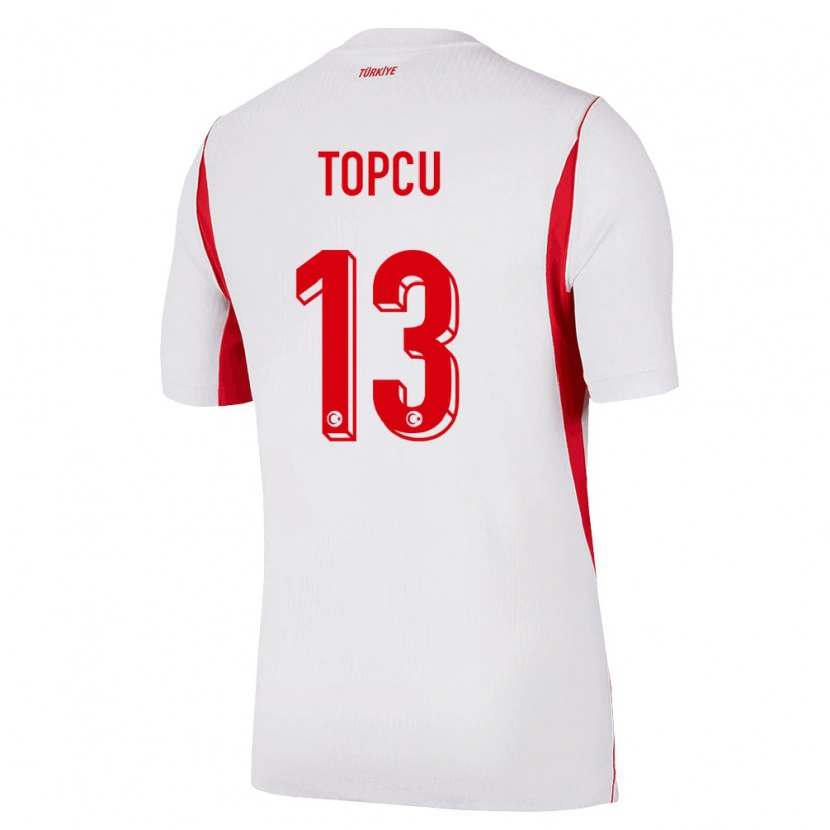 Danxen Mujer Camiseta Turquía Emirhan Topçu #13 Blanco Rojo Borgoña 2ª Equipación 26-28 La Camisa