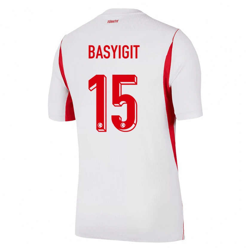Danxen Mujer Camiseta Turquía Emirhan Başyiğit #15 Blanco Rojo Borgoña 2ª Equipación 26-28 La Camisa