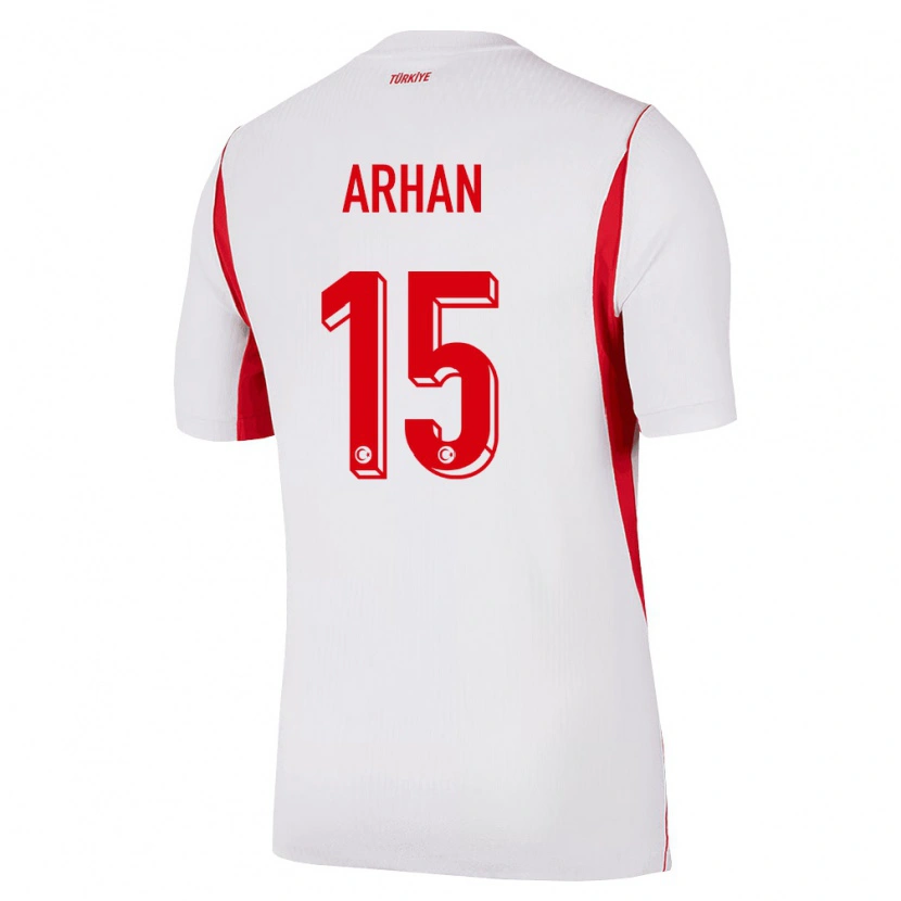 Danxen Mujer Camiseta Turquía Derya Arhan #15 Blanco Rojo Borgoña 2ª Equipación 26-28 La Camisa