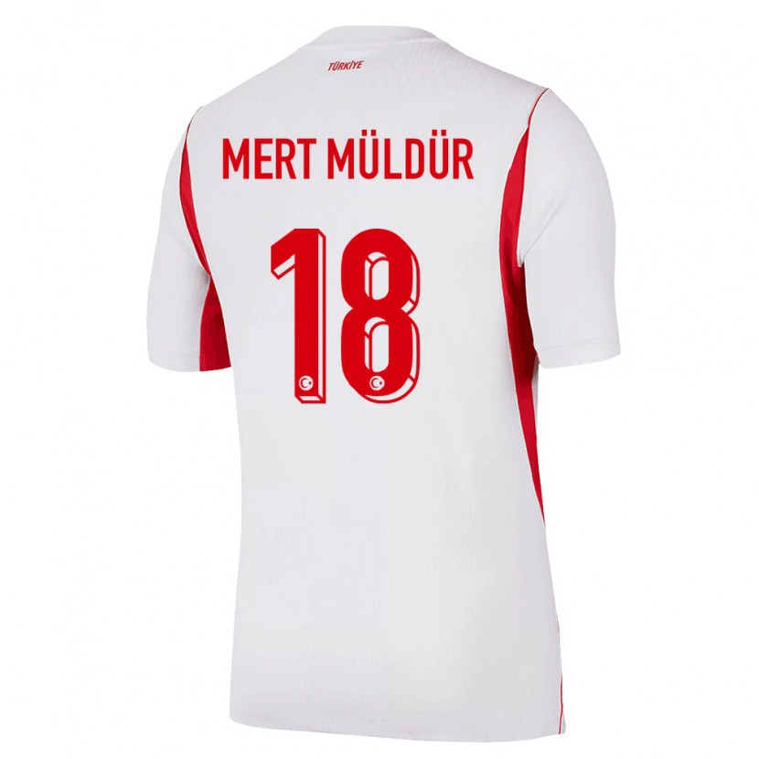 Danxen Mujer Camiseta Turquía Mert Müldür #18 Blanco Rojo Borgoña 2ª Equipación 26-28 La Camisa