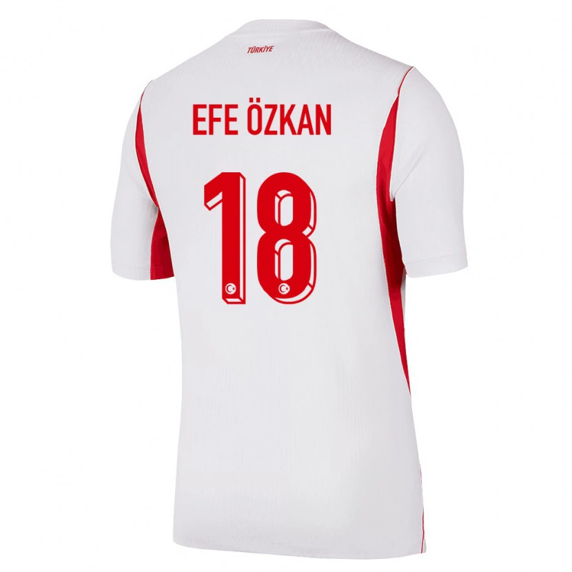 Danxen Mujer Camiseta Turquía Utku Efe Özkan #18 Blanco Rojo Borgoña 2ª Equipación 26-28 La Camisa