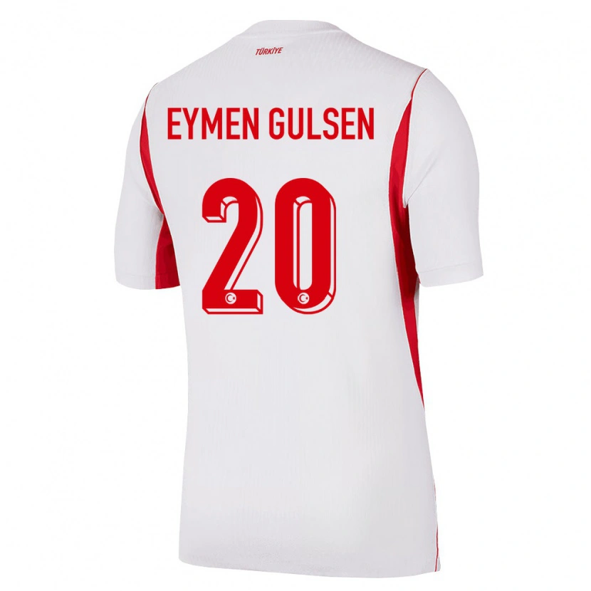 Danxen Mujer Camiseta Turquía Ahmet Eymen Gülşen #20 Blanco Rojo Borgoña 2ª Equipación 26-28 La Camisa