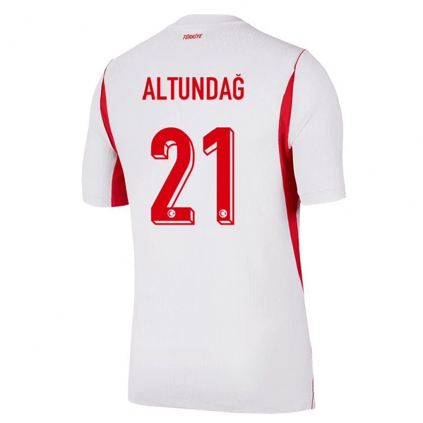 Danxen Mujer Camiseta Turquía Emirhan Altundağ #21 Blanco Rojo Borgoña 2ª Equipación 26-28 La Camisa