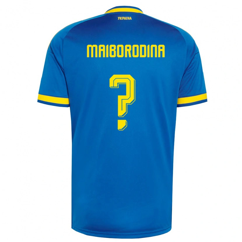 Danxen Mujer Camiseta Ucrania Iryna Maiborodina #0 Azul Amarillo Marino 2ª Equipación 26-28 La Camisa