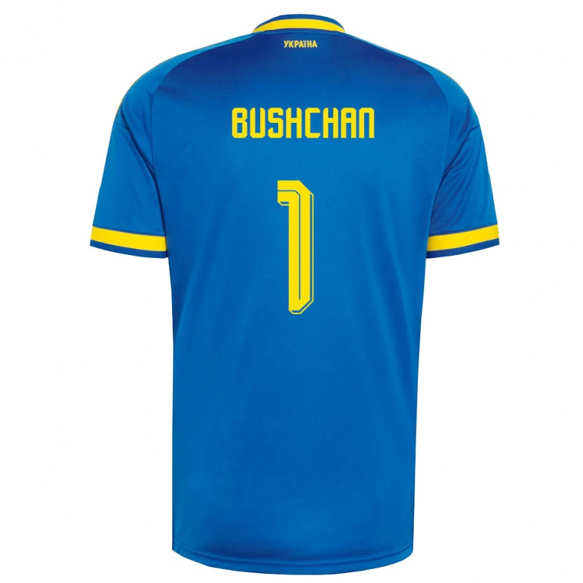 Danxen Mujer Camiseta Ucrania Georgiy Bushchan #1 Azul Amarillo Marino 2ª Equipación 26-28 La Camisa