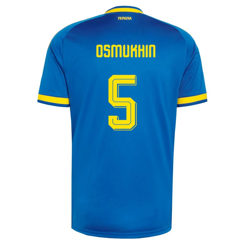 Danxen Mujer Camiseta Ucrania Zakhar Osmukhin #5 Azul Amarillo Marino 2ª Equipación 26-28 La Camisa
