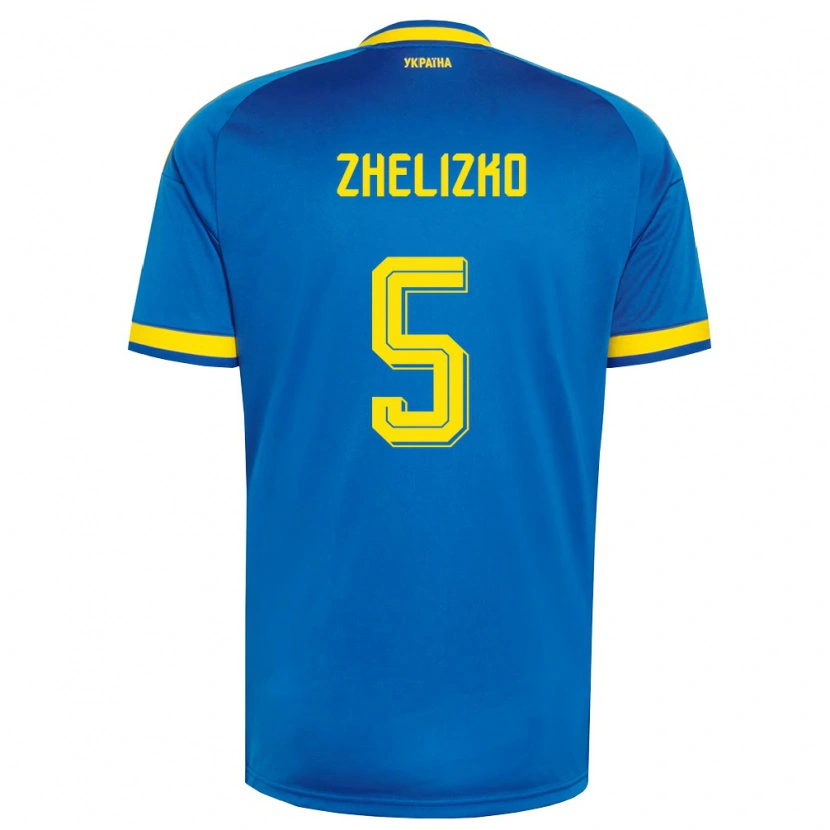 Danxen Mujer Camiseta Ucrania Ivan Zhelizko #5 Azul Amarillo Marino 2ª Equipación 26-28 La Camisa
