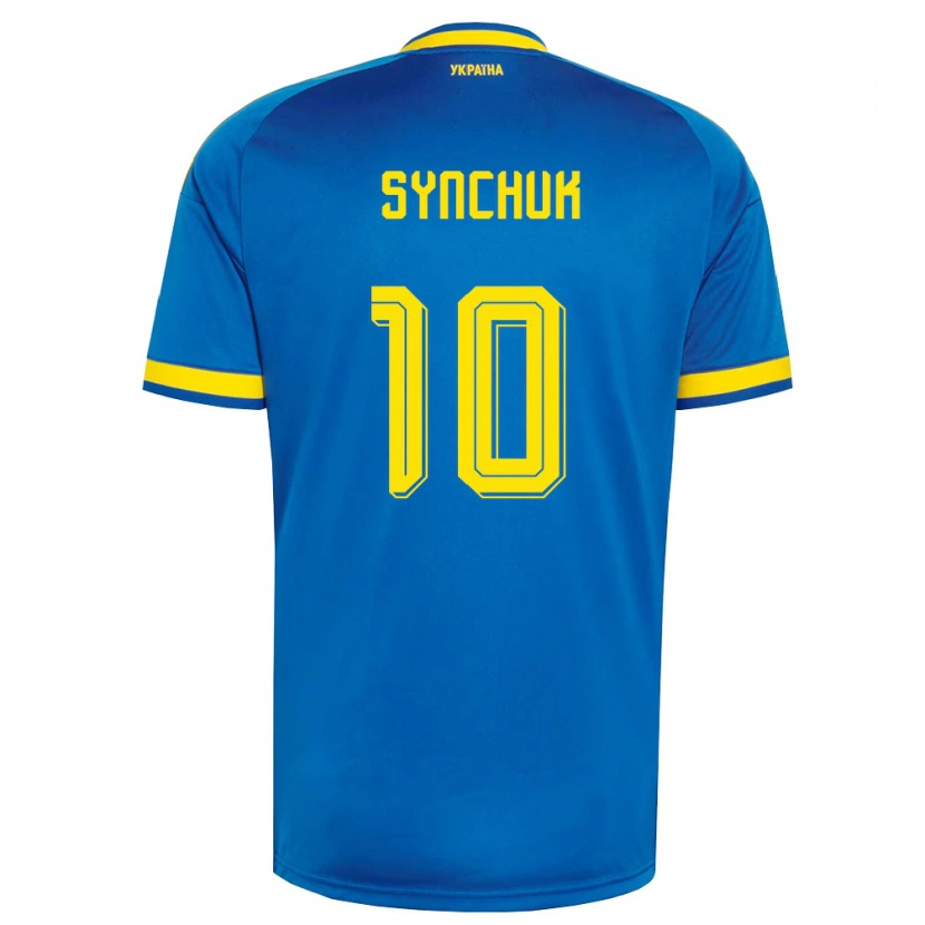 Danxen Mujer Camiseta Ucrania Gennadiy Synchuk #10 Azul Amarillo Marino 2ª Equipación 26-28 La Camisa