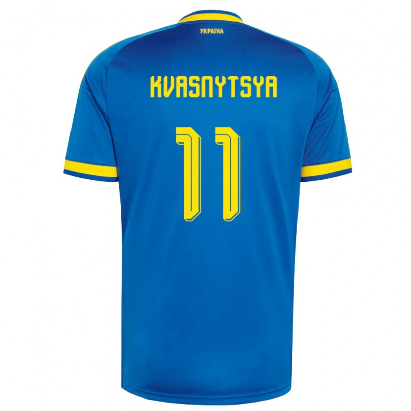 Danxen Mujer Camiseta Ucrania Ilya Kvasnytsya #11 Azul Amarillo Marino 2ª Equipación 26-28 La Camisa