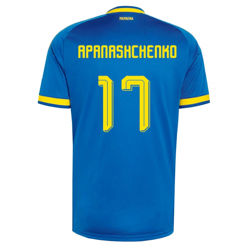 Danxen Mujer Camiseta Ucrania Daryna Apanashchenko #17 Azul Amarillo Marino 2ª Equipación 26-28 La Camisa
